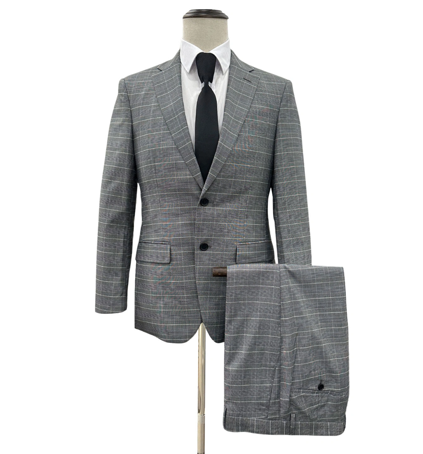 Costume Angelo Rossi gris, style Glen Check, coupe moderne: l'élégance intemporelle à votre portée!