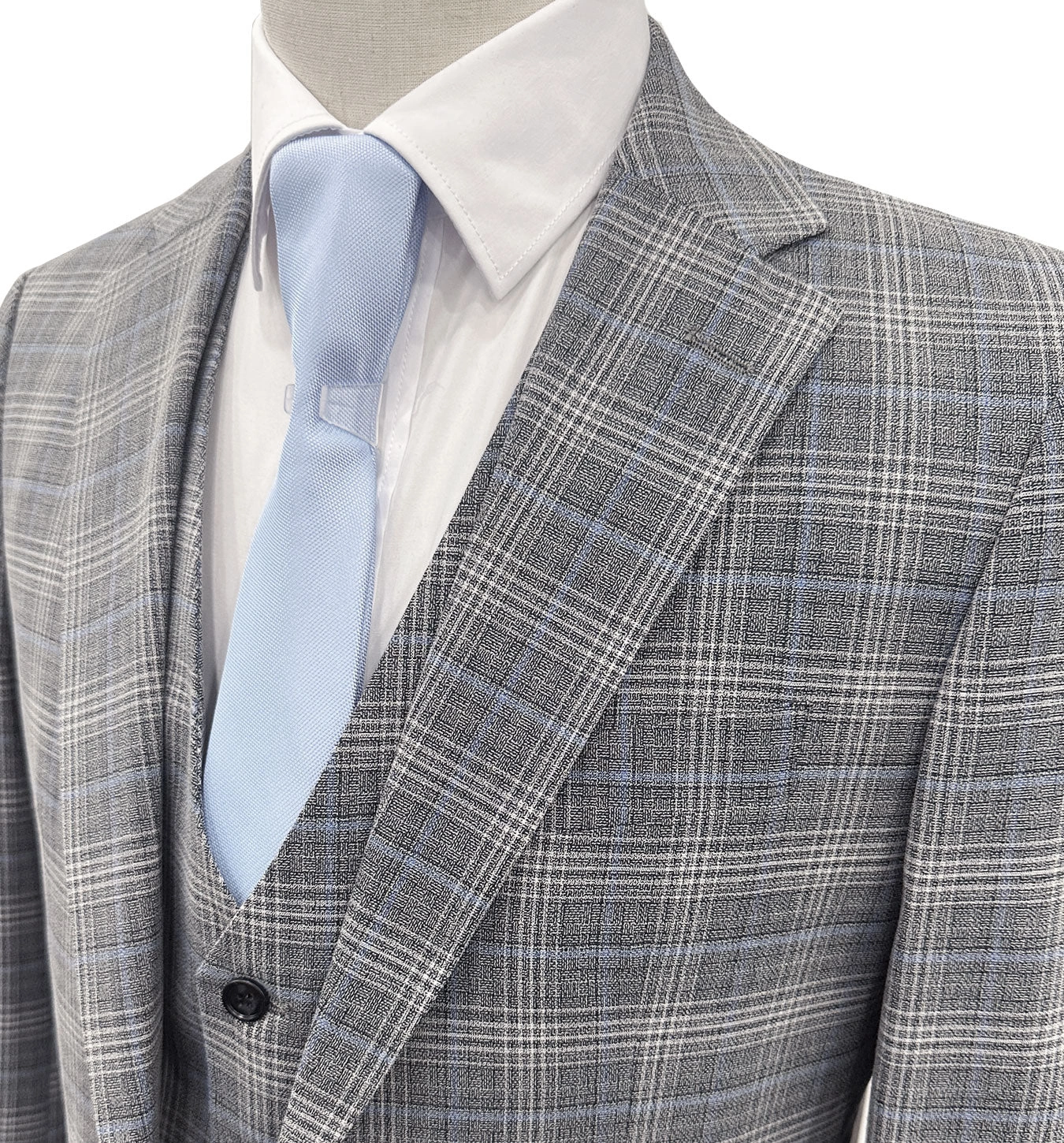 Costume Angelo Rossi : Élégance Moderne Gris Bleu, Style Glen Check, Un Chic Incontournable.